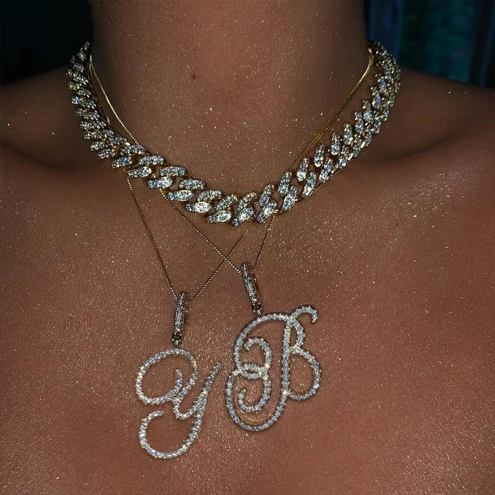 A-Z Cursive Initial Letter Necklace - Minimalist Rope Chain Pendant
