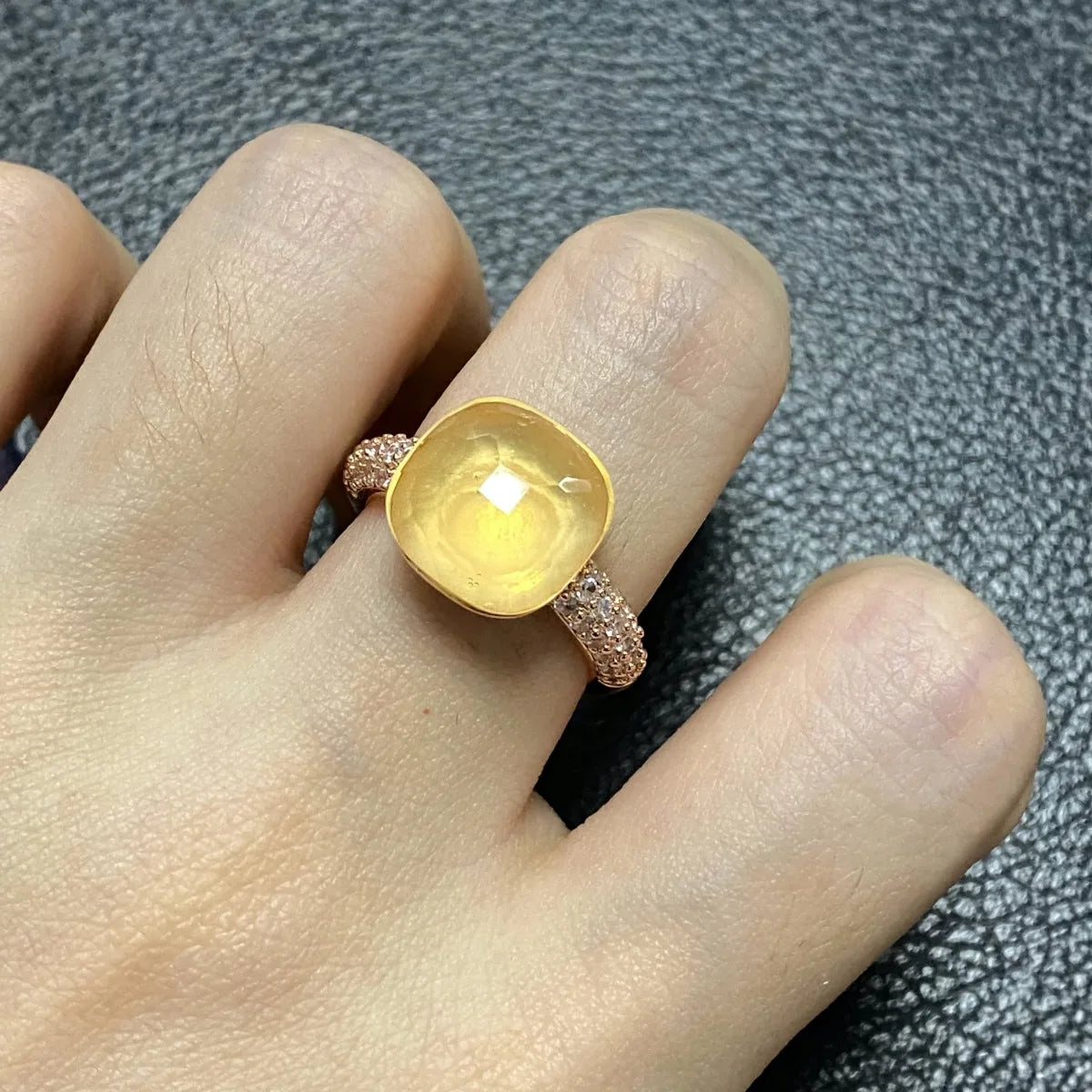 12.6mm Pink Crystal Candy Ring