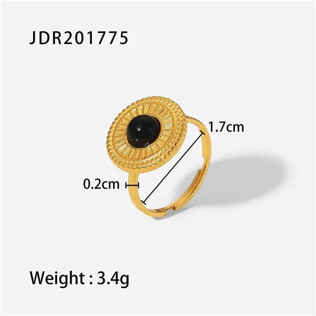 Waterproof Natural Stone Stainless Steel Ring