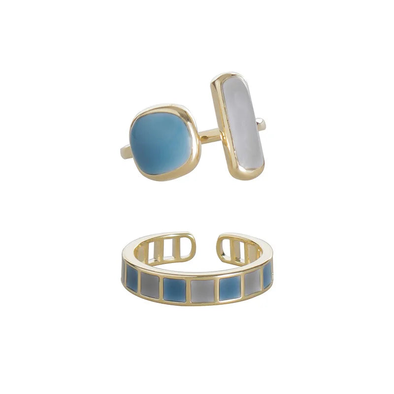 Colorful Drip Glaze Geometric Open Ring