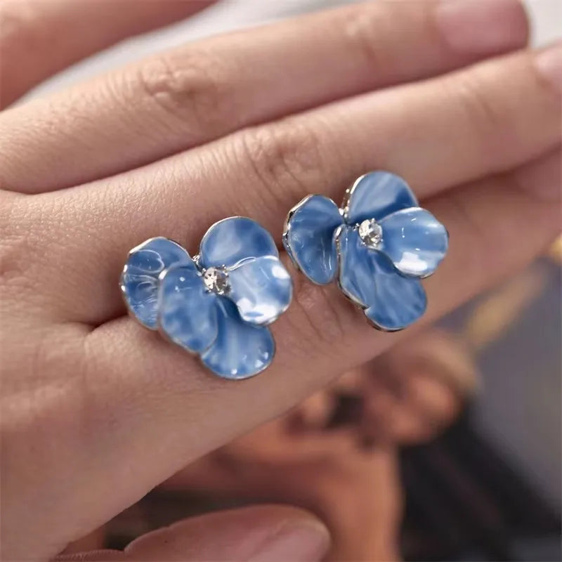 Blue Geometric Butterfly Dangle Earrings