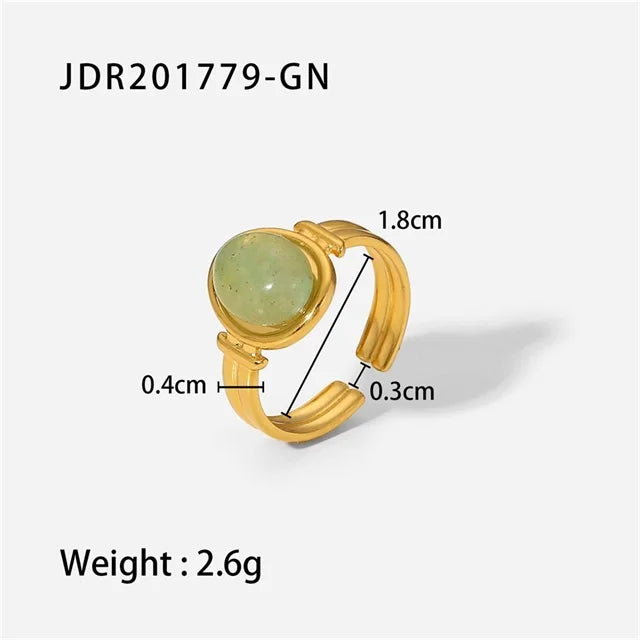 Waterproof Natural Stone Stainless Steel Ring