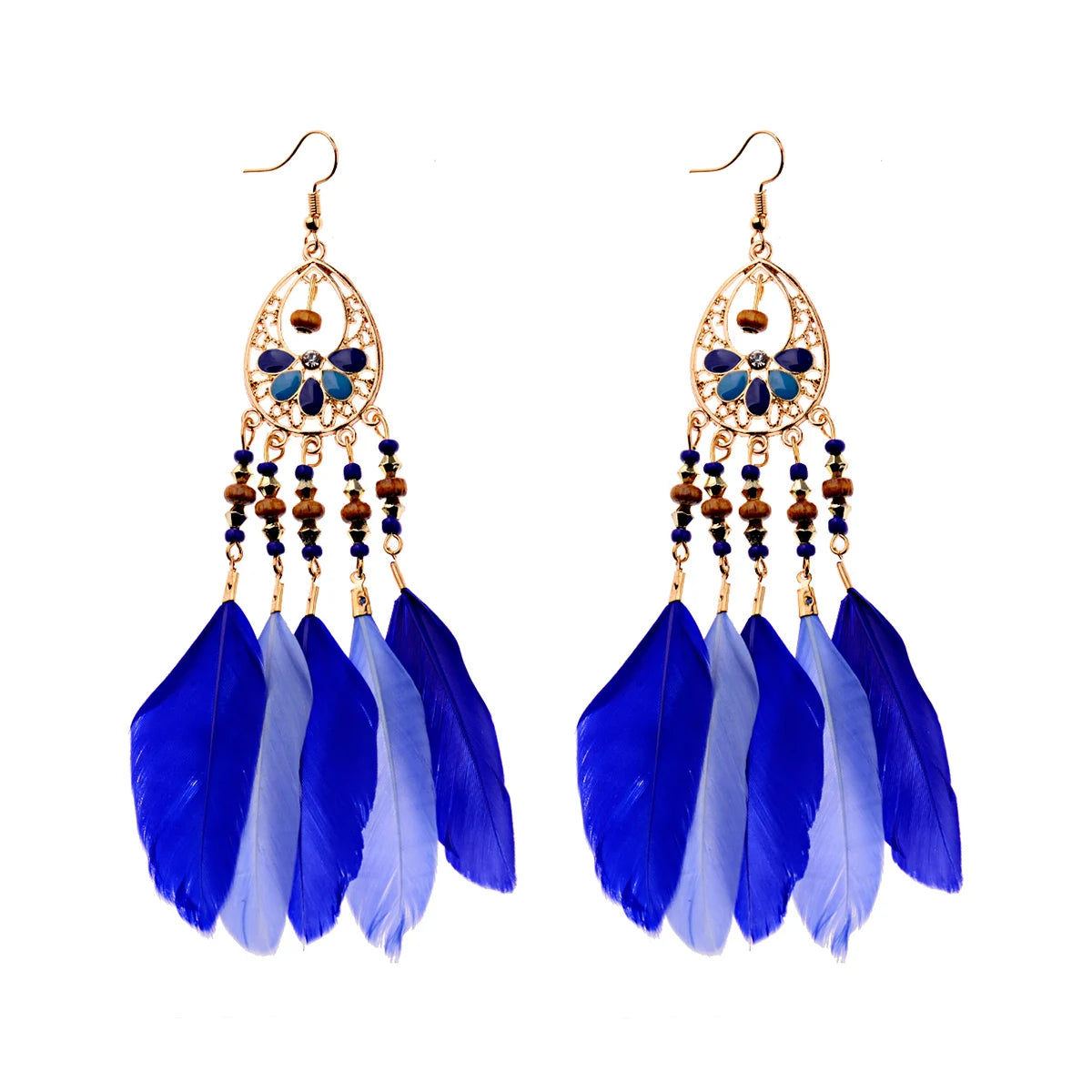 Boho Dream Catcher Feather Tassel Earrings