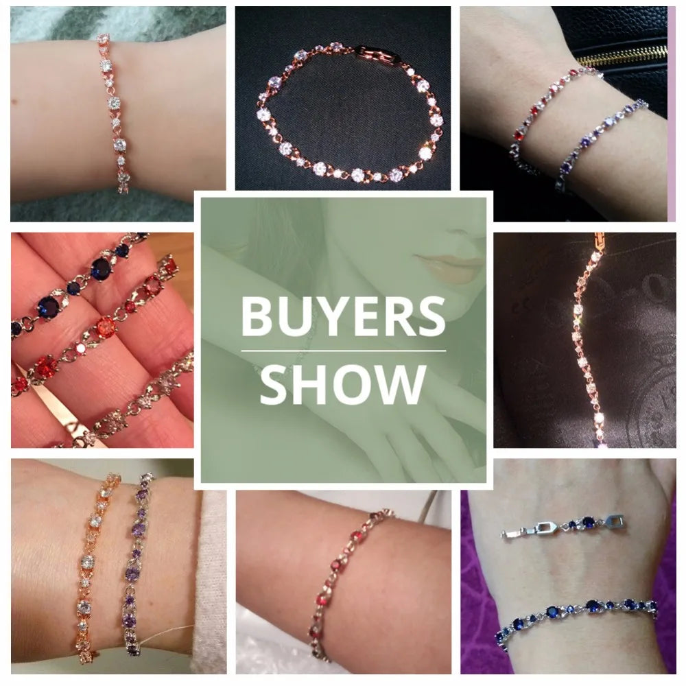 Rose Gold Crystal Chain Link Chain Bracelet
