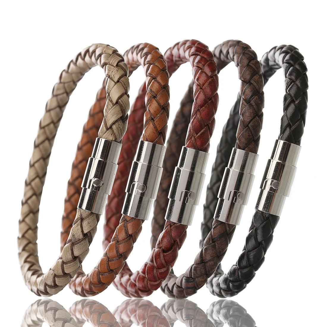 Stainless Steel Genuine Leather Bracelet
