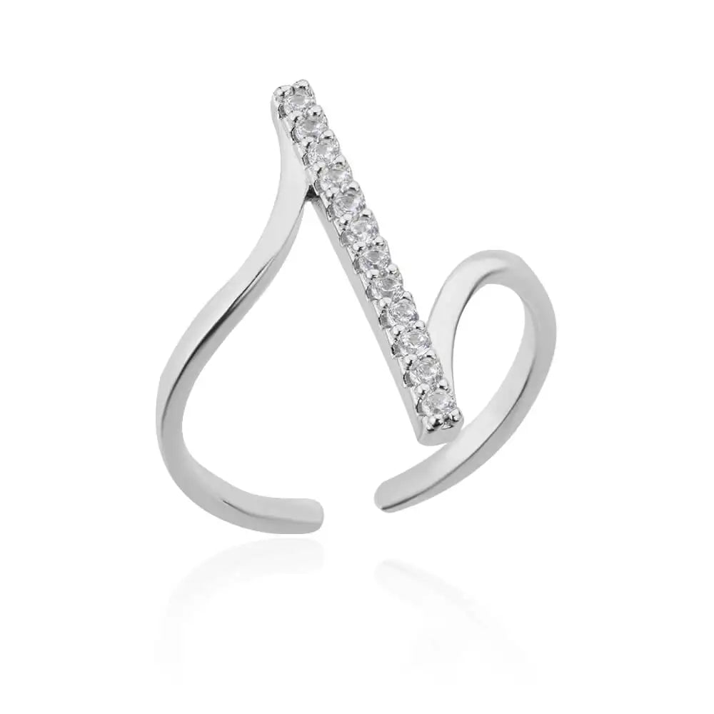 Gold Tone Zircon Geometric Open Ring