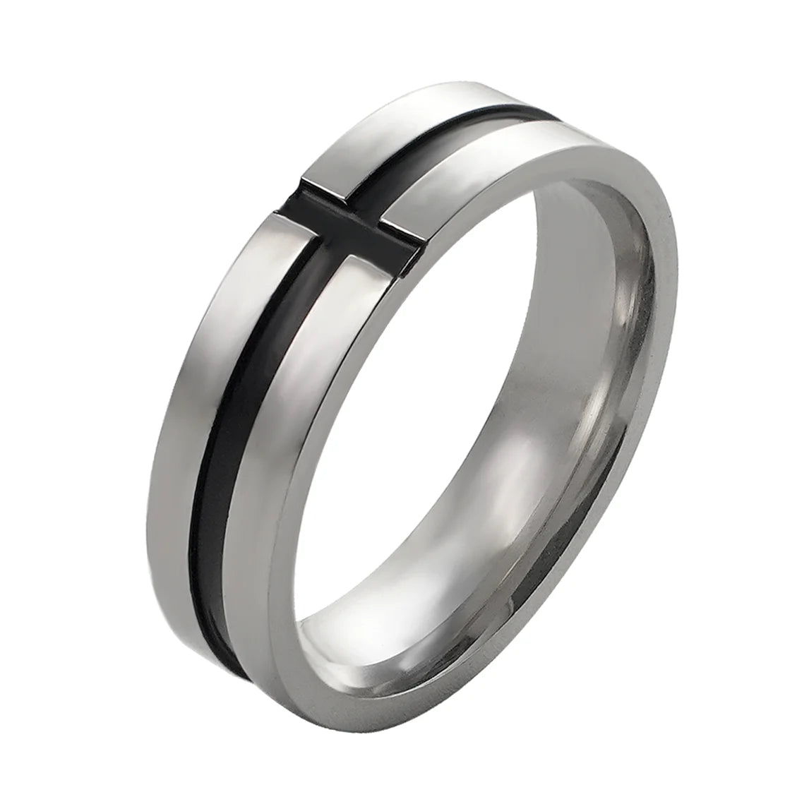 Titanium Steel Christian Cross Bible Ring