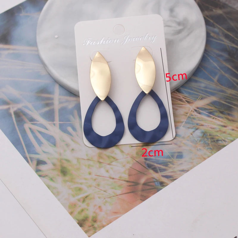 Blue Geometric Butterfly Dangle Earrings