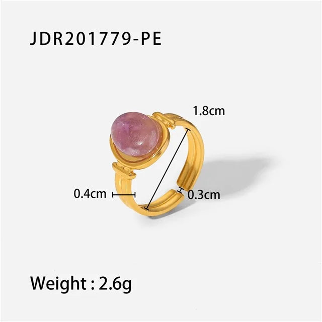 Waterproof Natural Stone Stainless Steel Ring