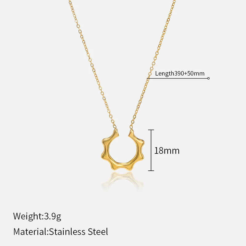 French Vintage Star & Moon Pendant Necklace - 316L Stainless Steel Chain
