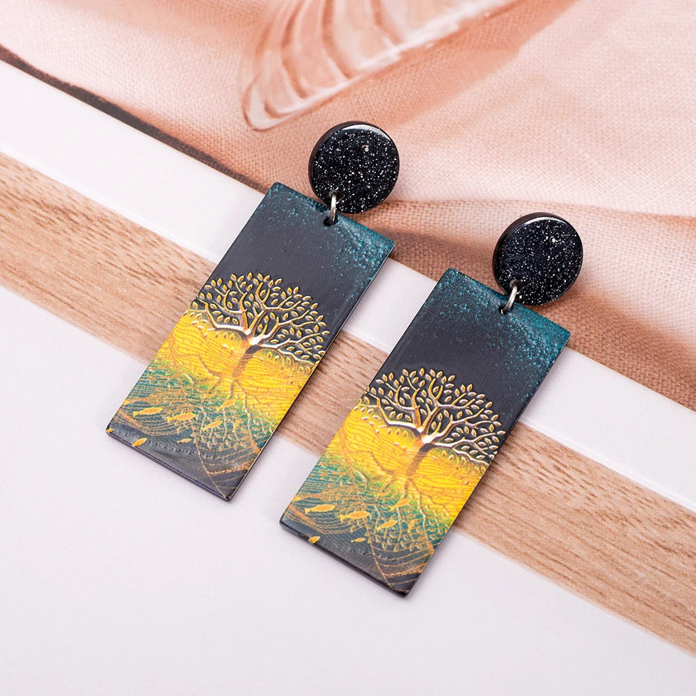 Acrylic White Flower Statement Earrings