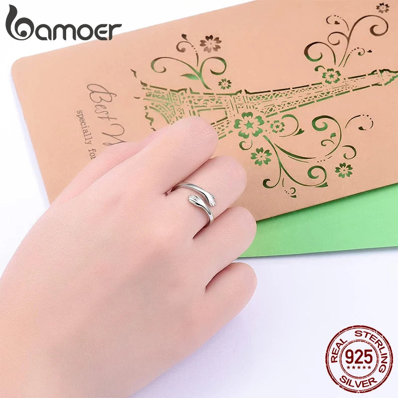 925 Sterling Silver Hug Open Ring