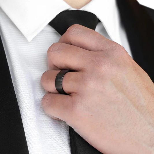 Matte Black Titanium Steel Band Ring